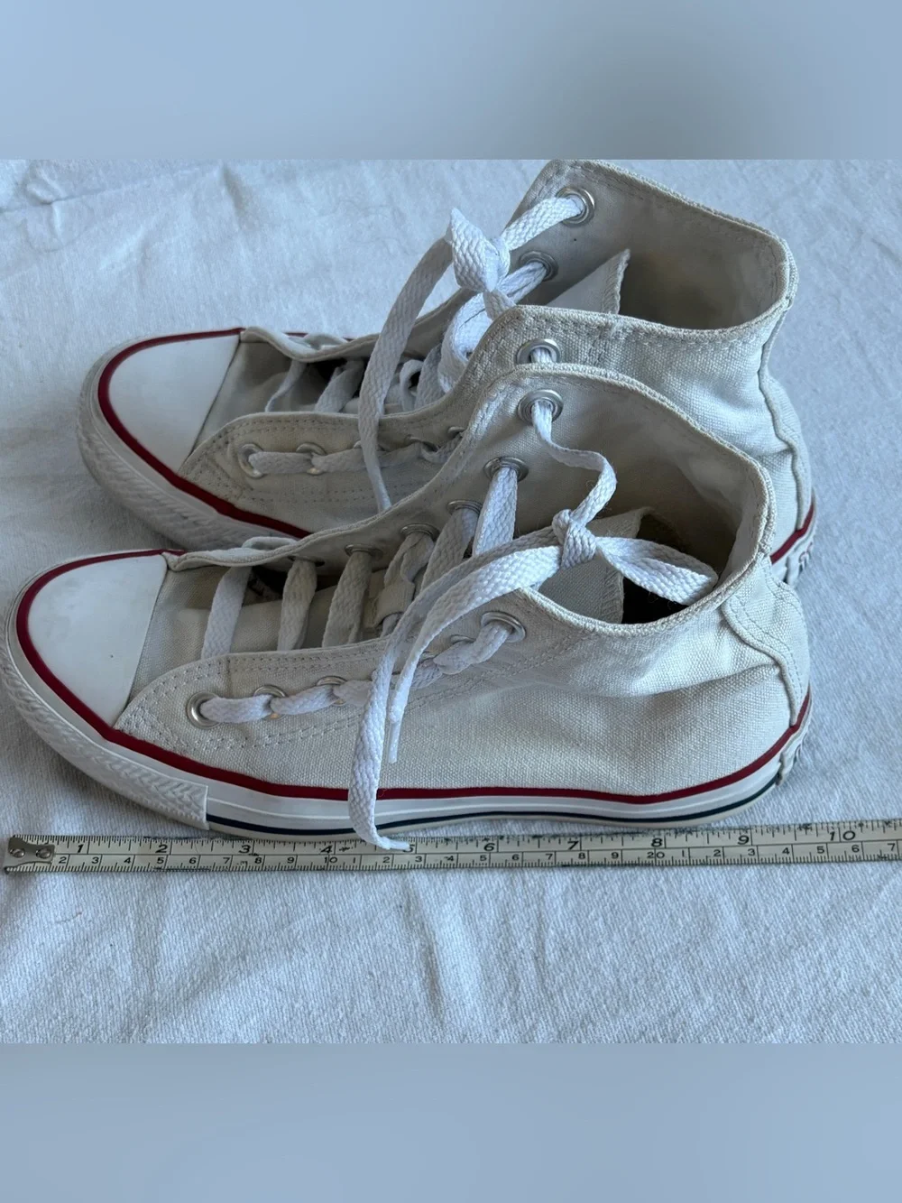 Converse chuck Taylor All Star White High-Top Sneakers with Red & Blue Stripe